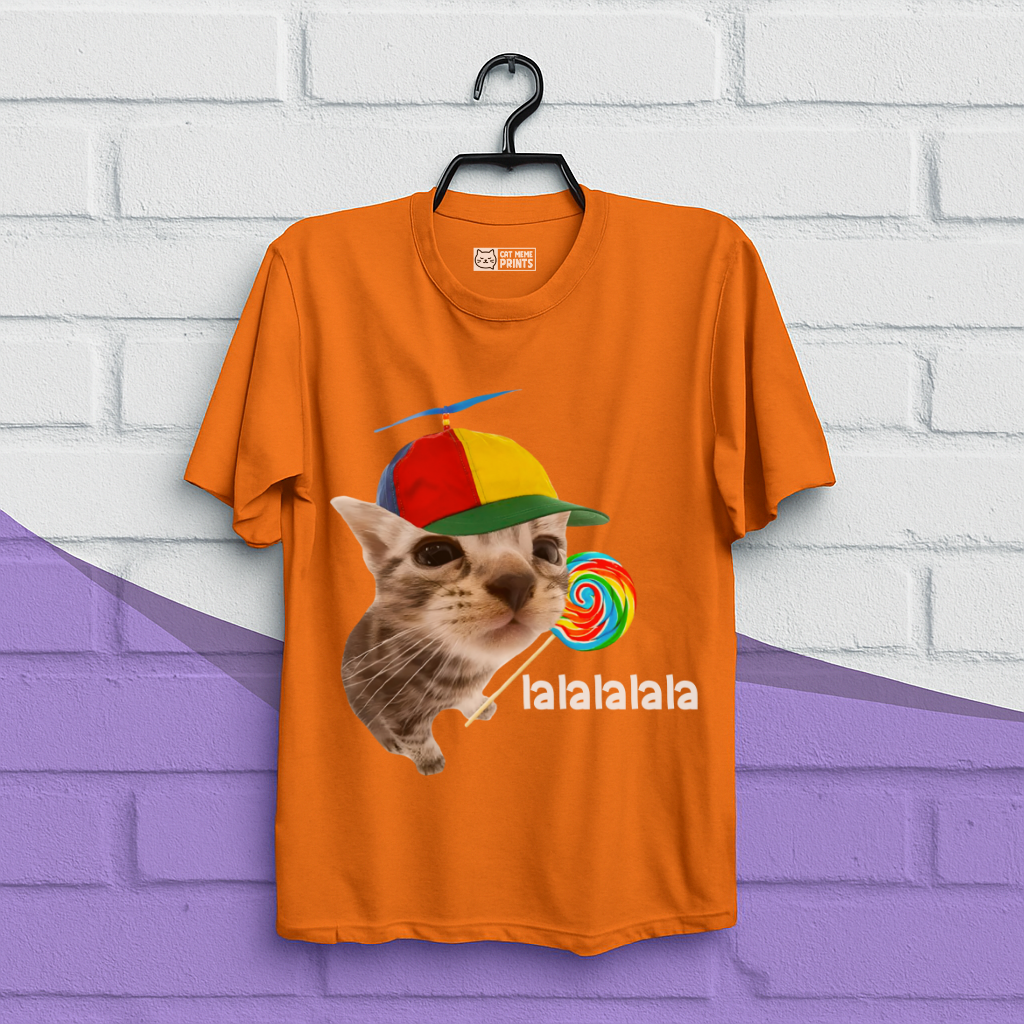 Cat With Lollipop lalala Cat Meme T-Shirt