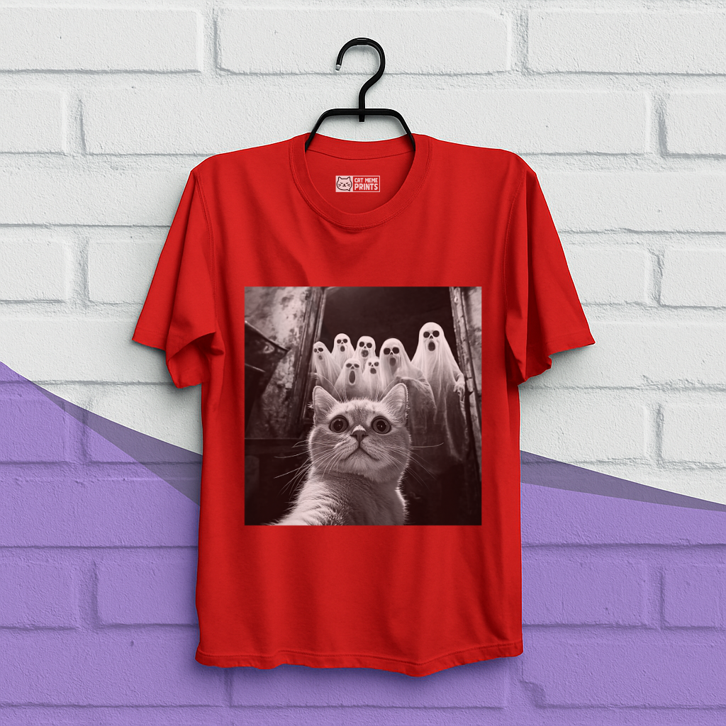 Cat Selfie With Ghosts T-Shirt
