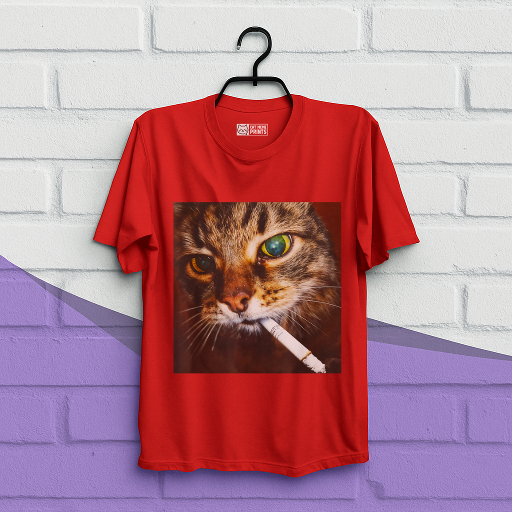 Funny Smoking Cat Meme T-Shirt