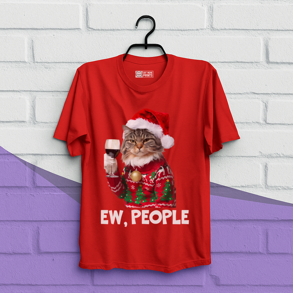 Ew People Cat Meme Christmas T-Shirt