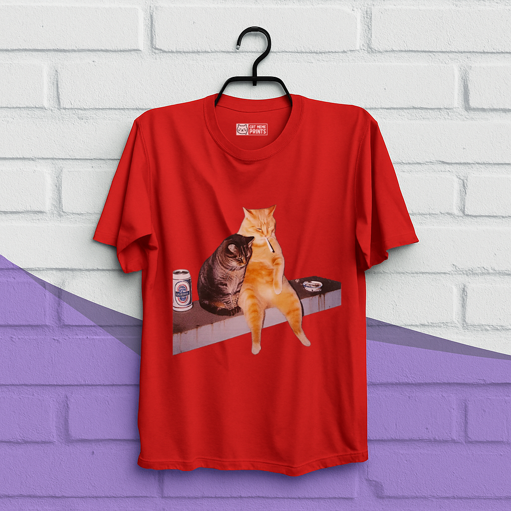 Cat Smoking & Drinking T-Shirt