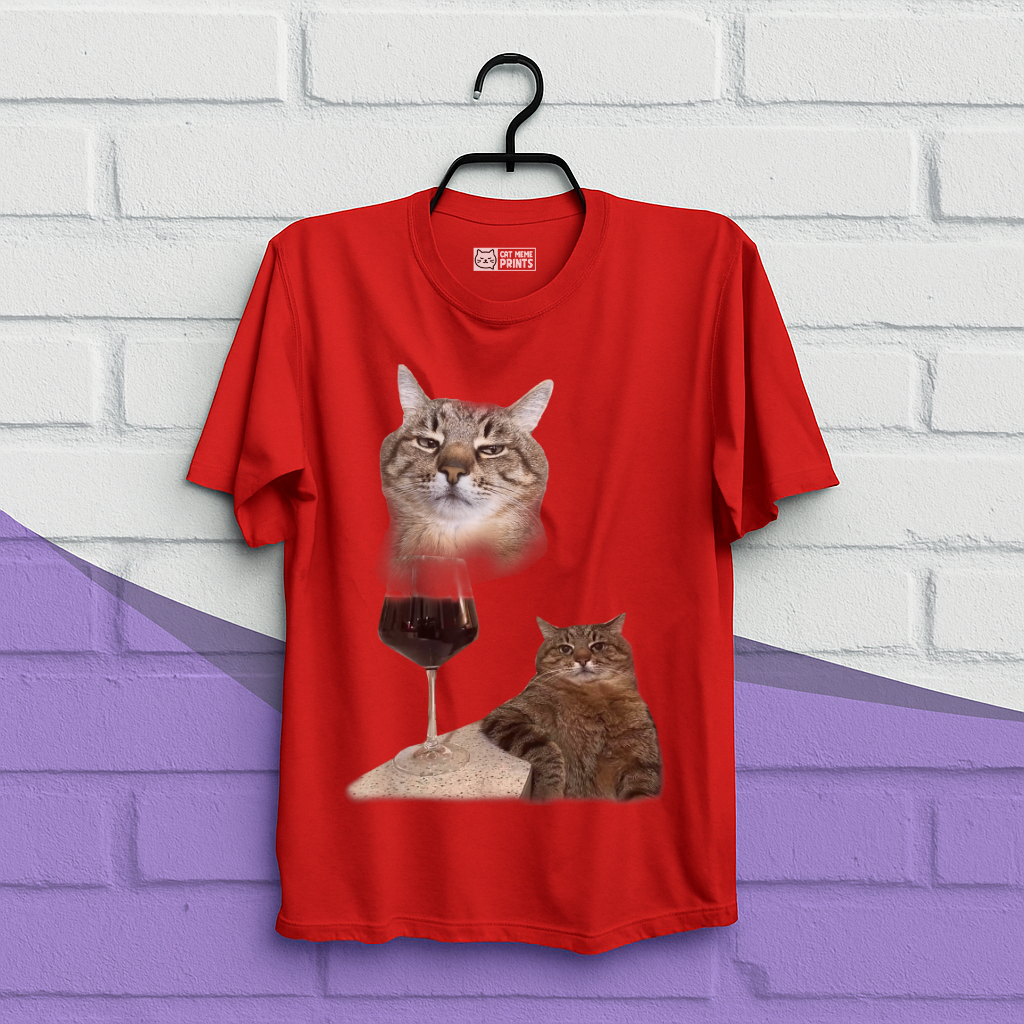 Cat Drinking Meme T-Shirt