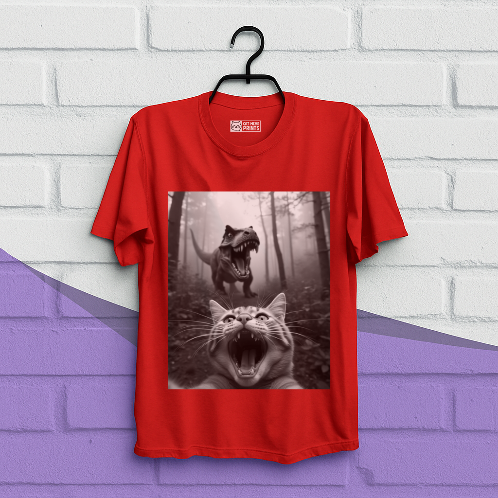Cat Selfie With T-rex T-Shirt