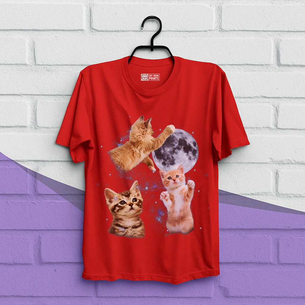 Three Cats Howling Moon T-Shirt