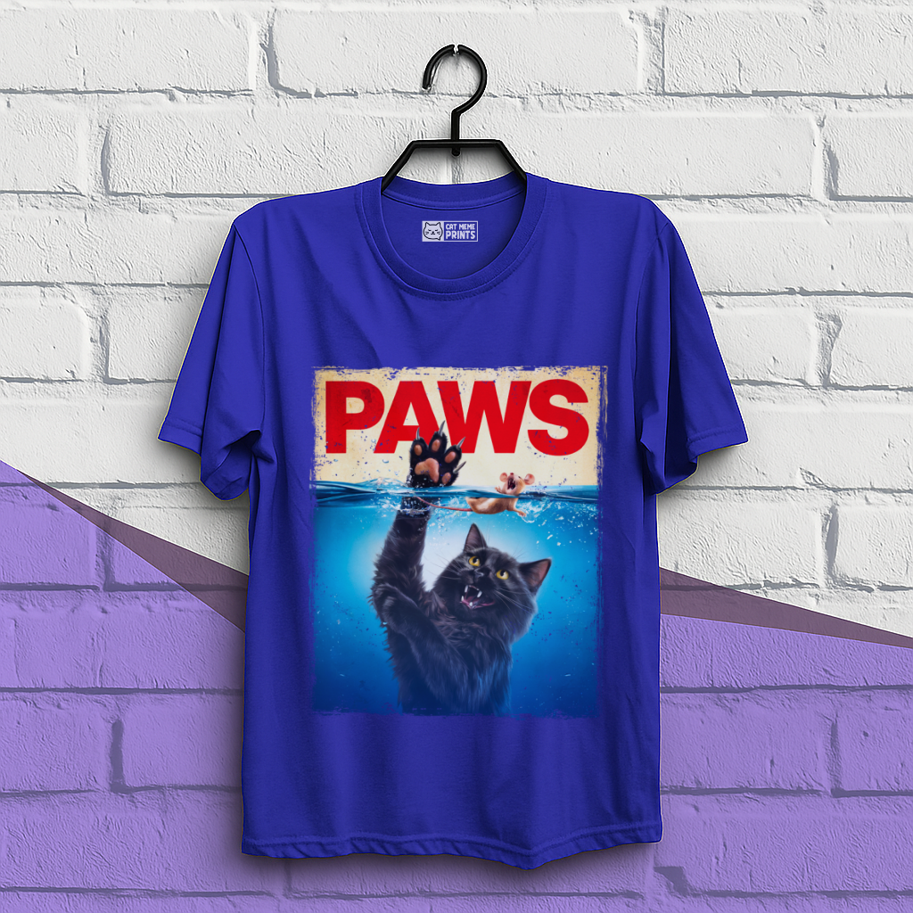 Paws Black Cat Chasing Scared Mouse T-Shirt
