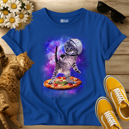 Cat Flying A Pizza Astronaut T-Shirt