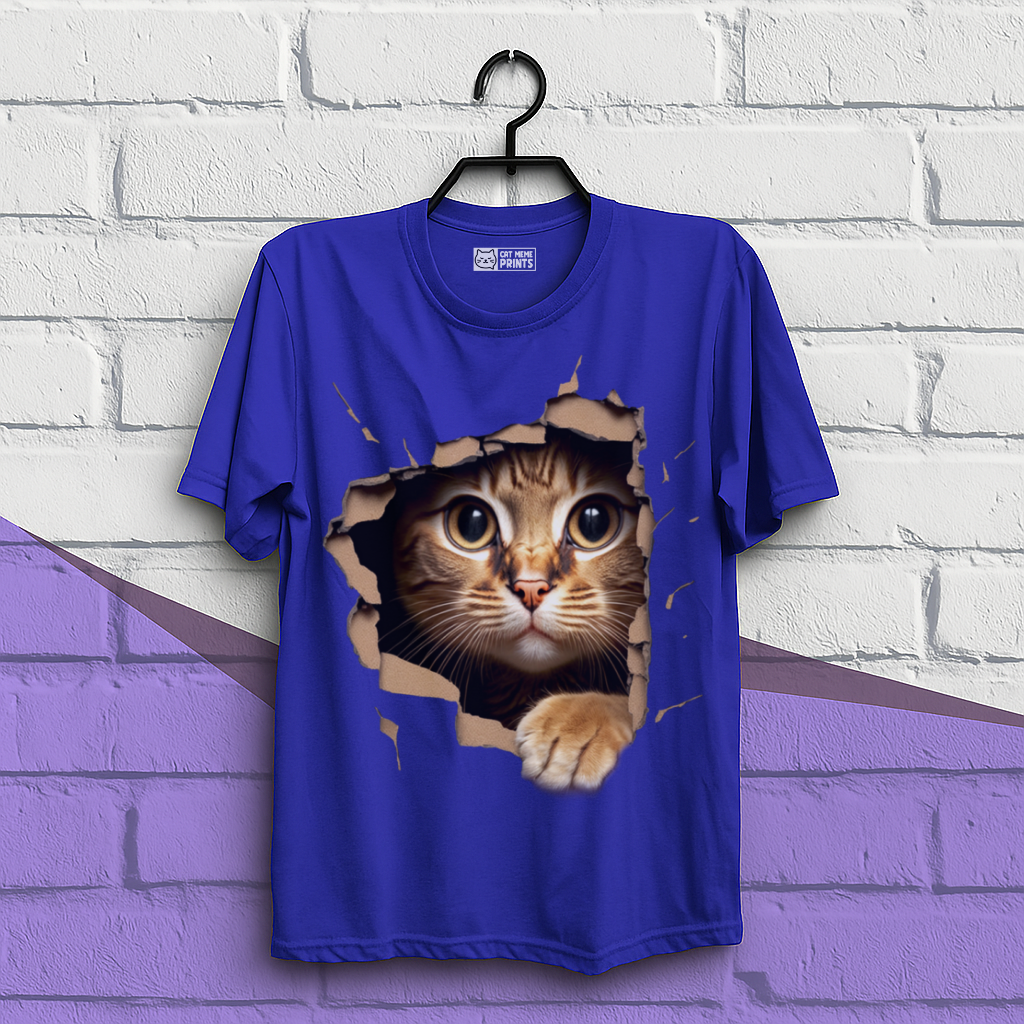Cute Cat Looks From Torn Fabric T-Shirt