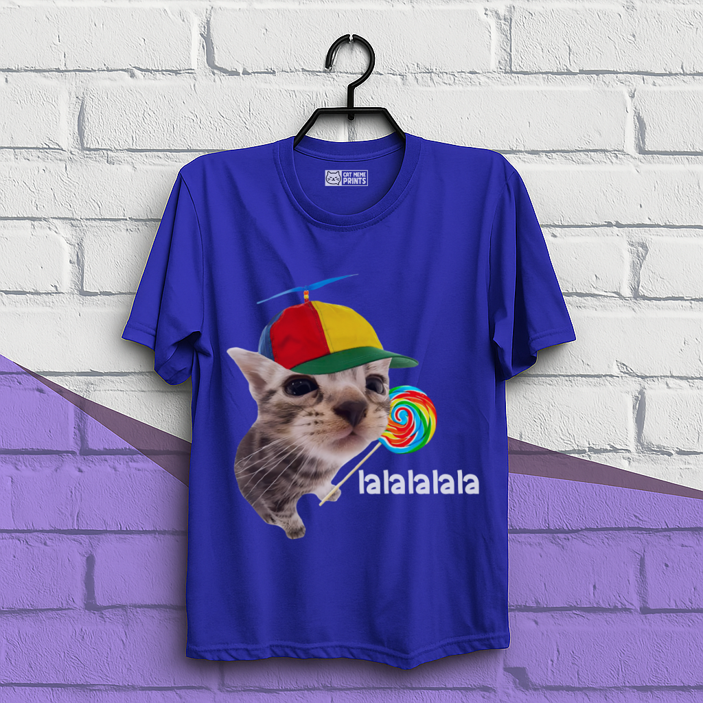 Cat With Lollipop lalala Cat Meme T-Shirt