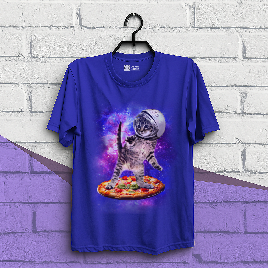 Cat Flying A Pizza Astronaut T-Shirt