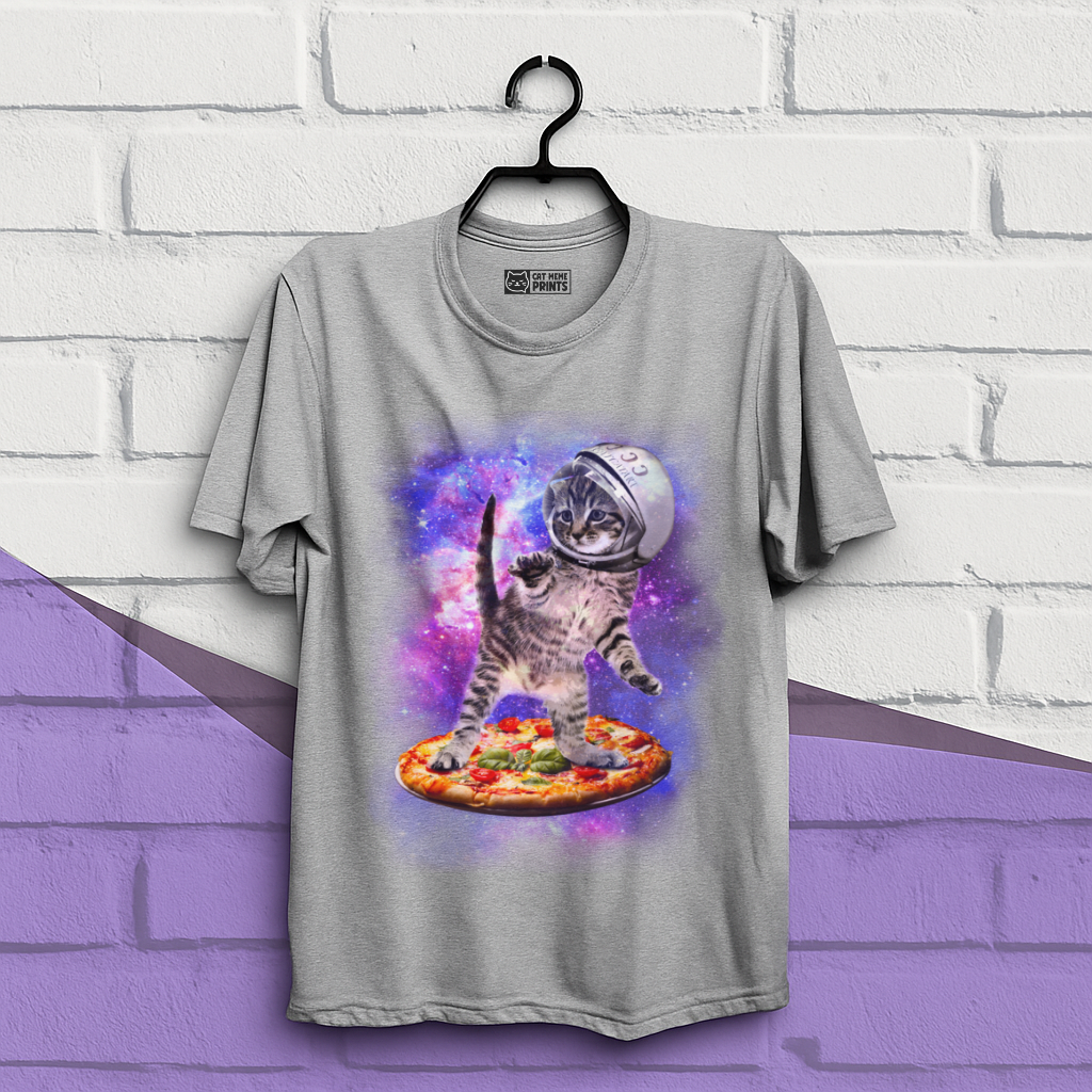 Cat Flying A Pizza Astronaut T-Shirt