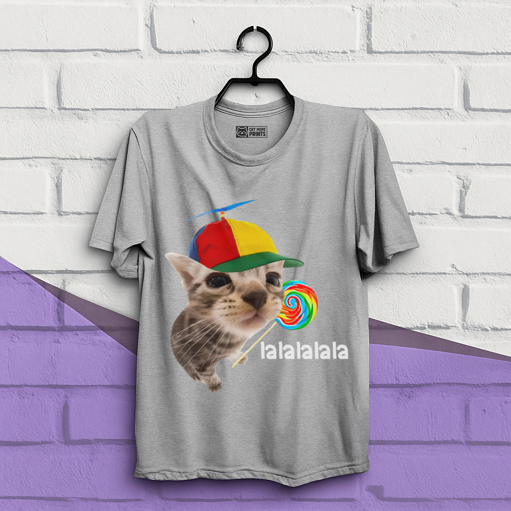 Cat With Lollipop lalala Cat Meme T-Shirt