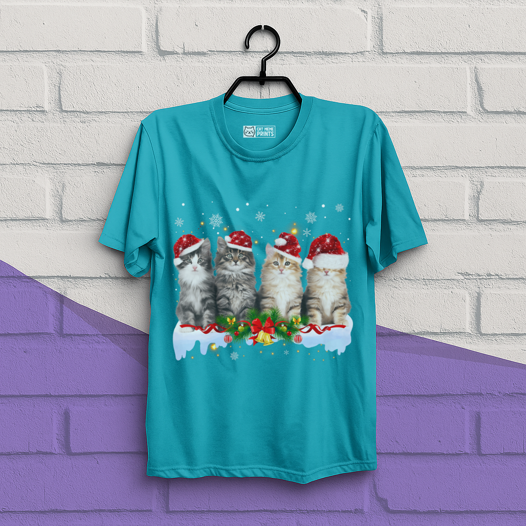 Cat Christmas Light Santa T-Shirt
