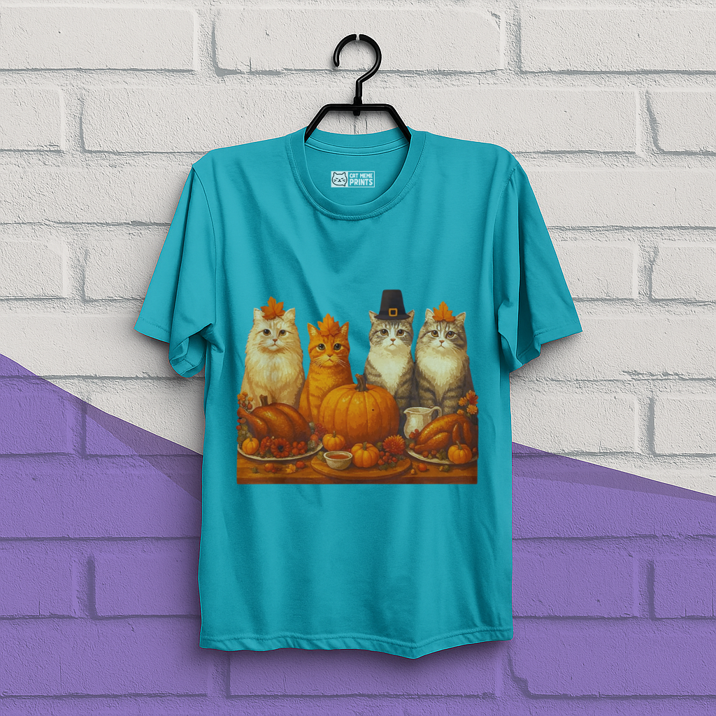 Cats Dinner Feast Fall Thanksgiving T-Shirt