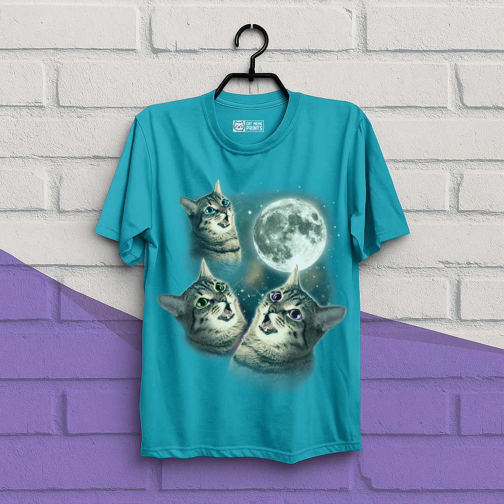 Three Cat Moon 3 Wolfs Cat T-Shirt