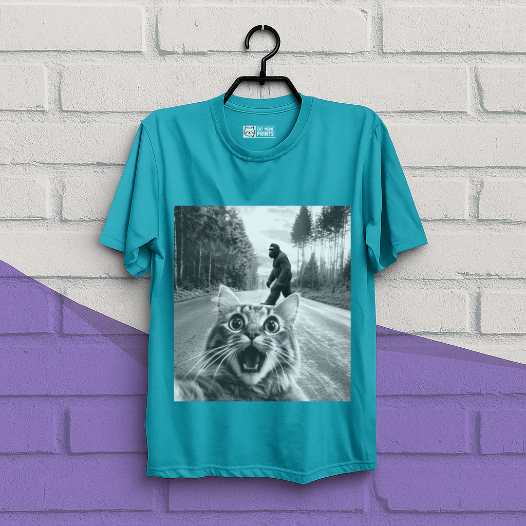 Cat Selfie With Bigfoot T-Shirt