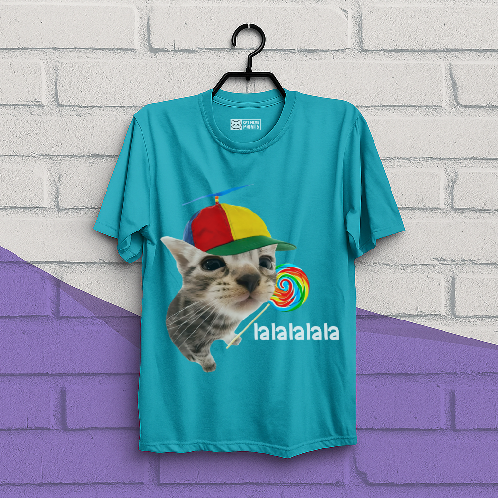 Cat With Lollipop lalala Cat Meme T-Shirt