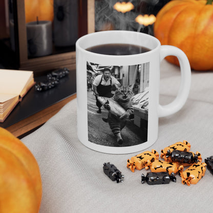 Cat Steals at the Fish Market Mug