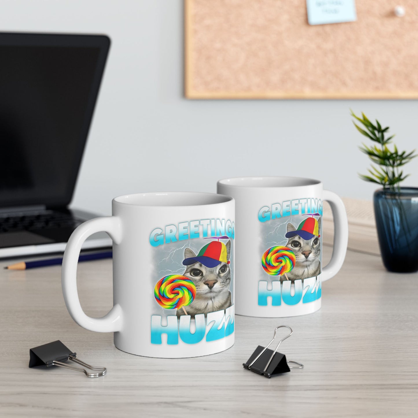 Greetings Huzz Cat Mug