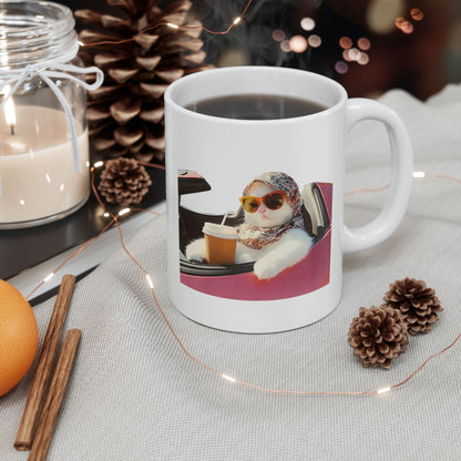Cat Driving Meme Mug