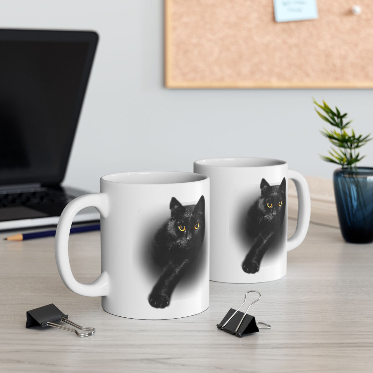 Black Cat Yellow Eyes Mug