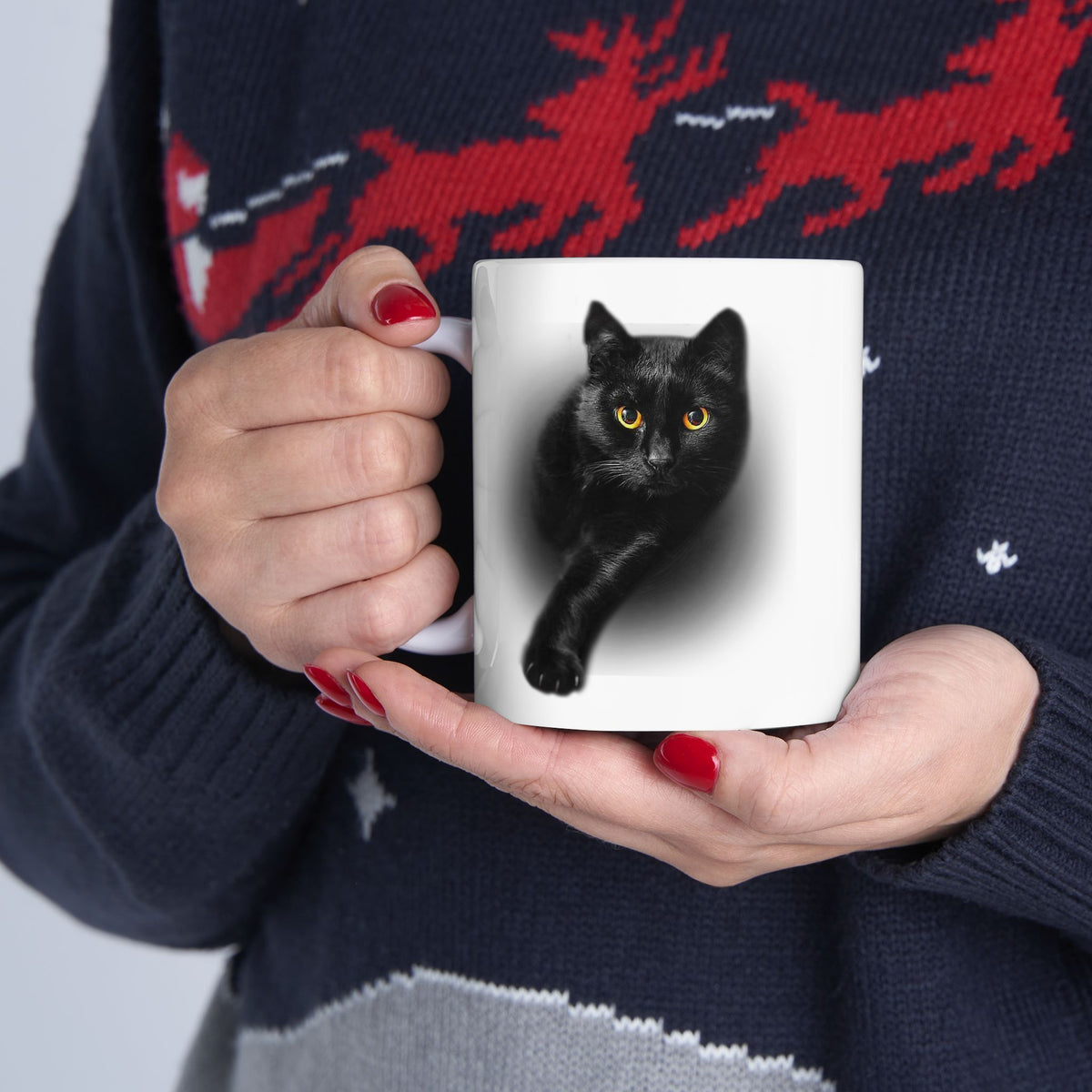 Black Cat Yellow Eyes Mug
