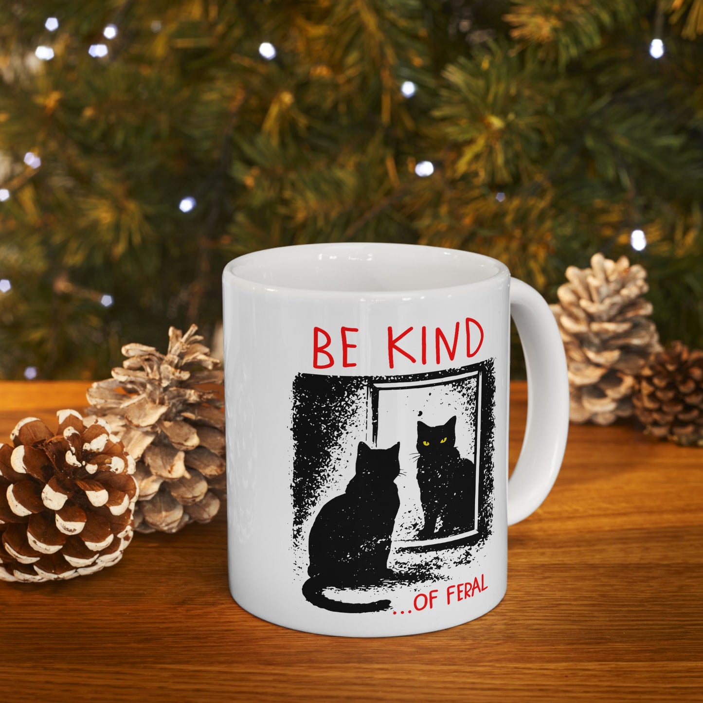 Be Kind of Feral Black Cat Mug