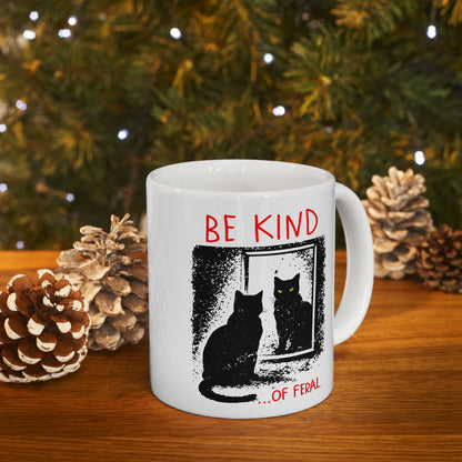 Be Kind of Feral Black Cat Mug