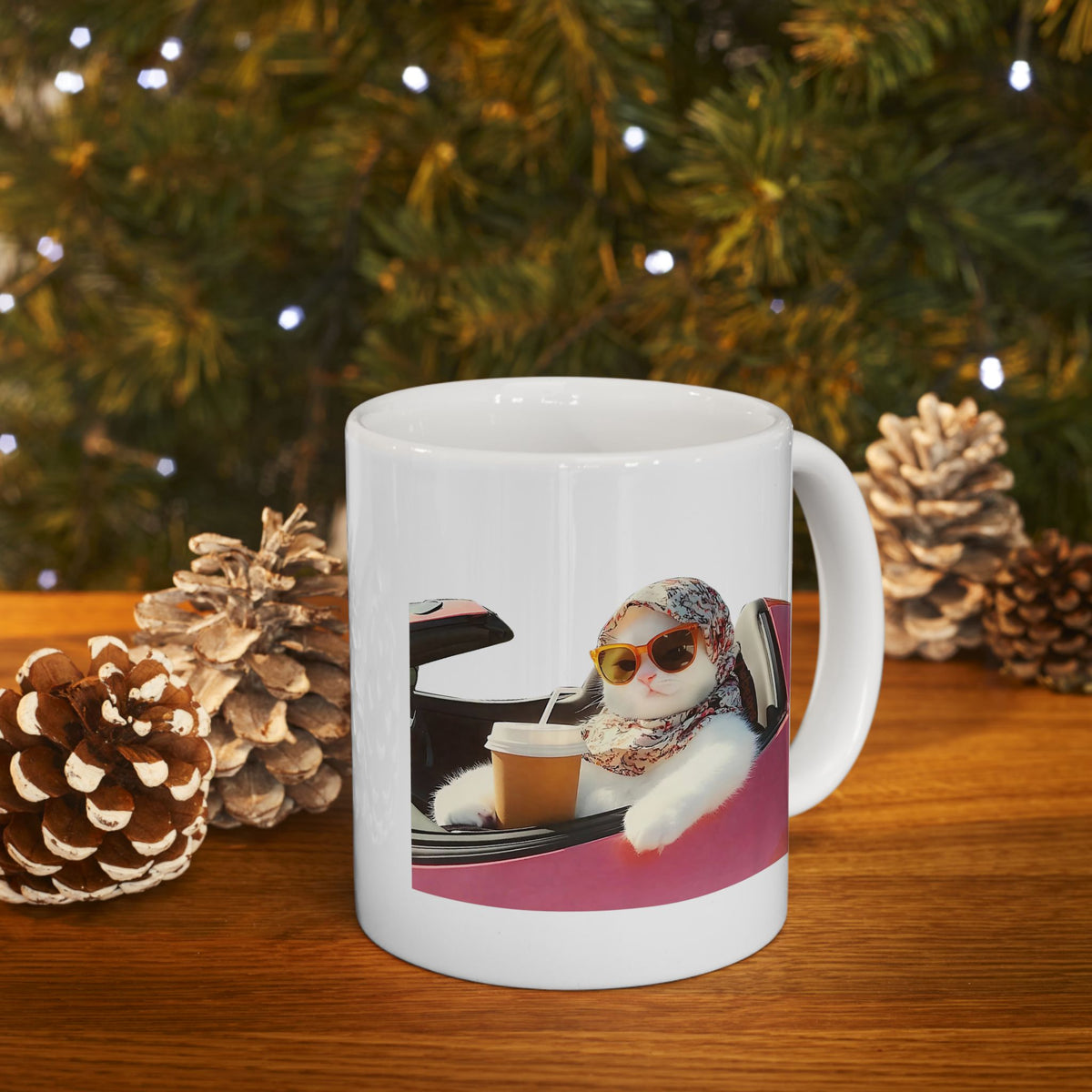 Cat Driving Meme Mug