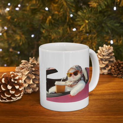 Cat Driving Meme Mug