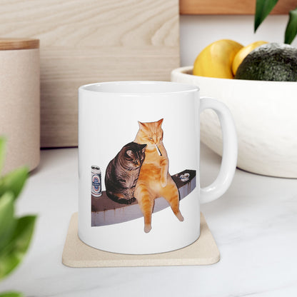 2 Cat Drinking and Smoking Mug