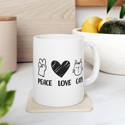 Peace Love Cats Mug