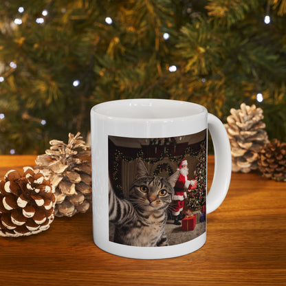 Christmas Cat Selfie with Santa Claus Mug