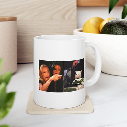 Woman Yelling at a Cat Meme Mug