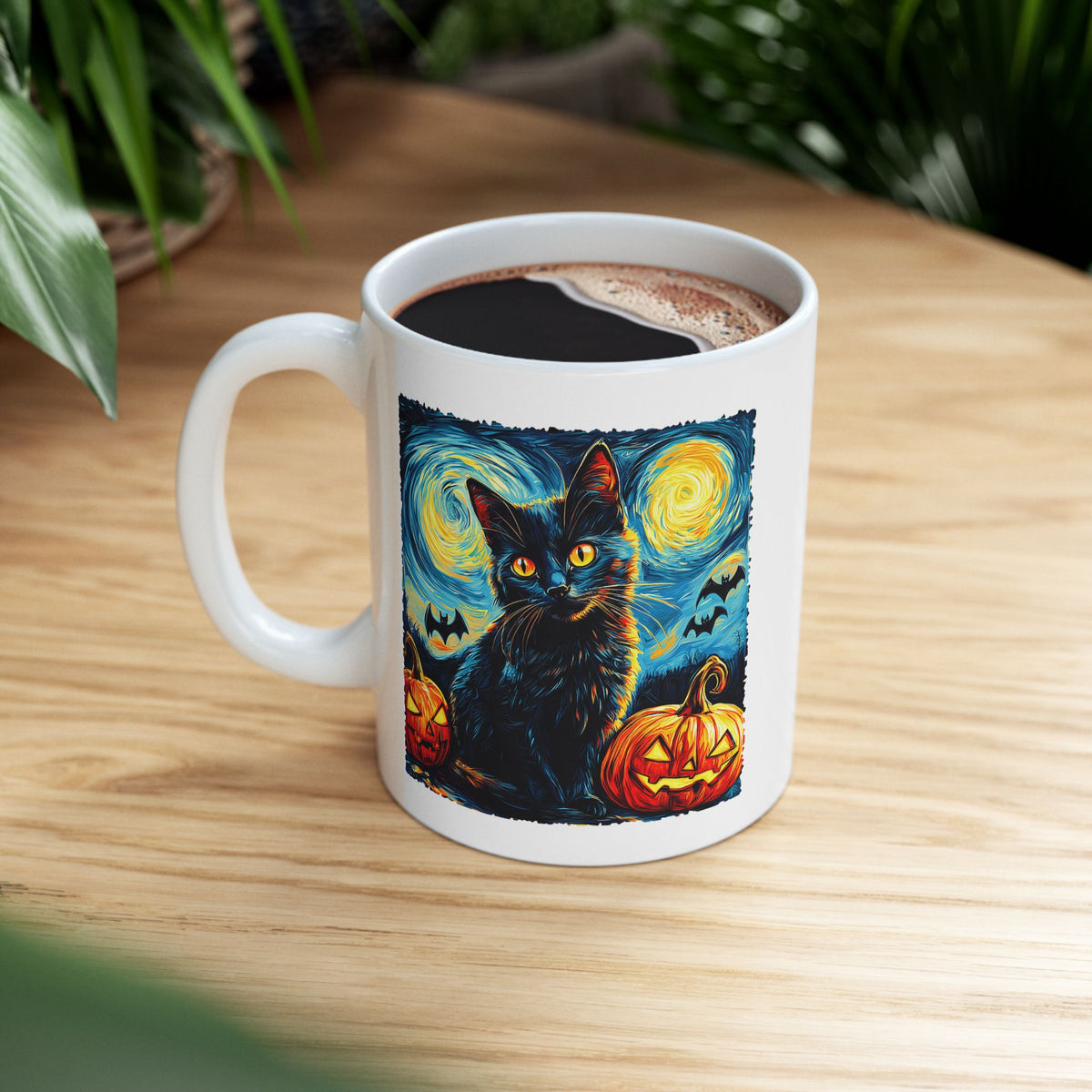 Black Cat Pumpkins Halloween Mug