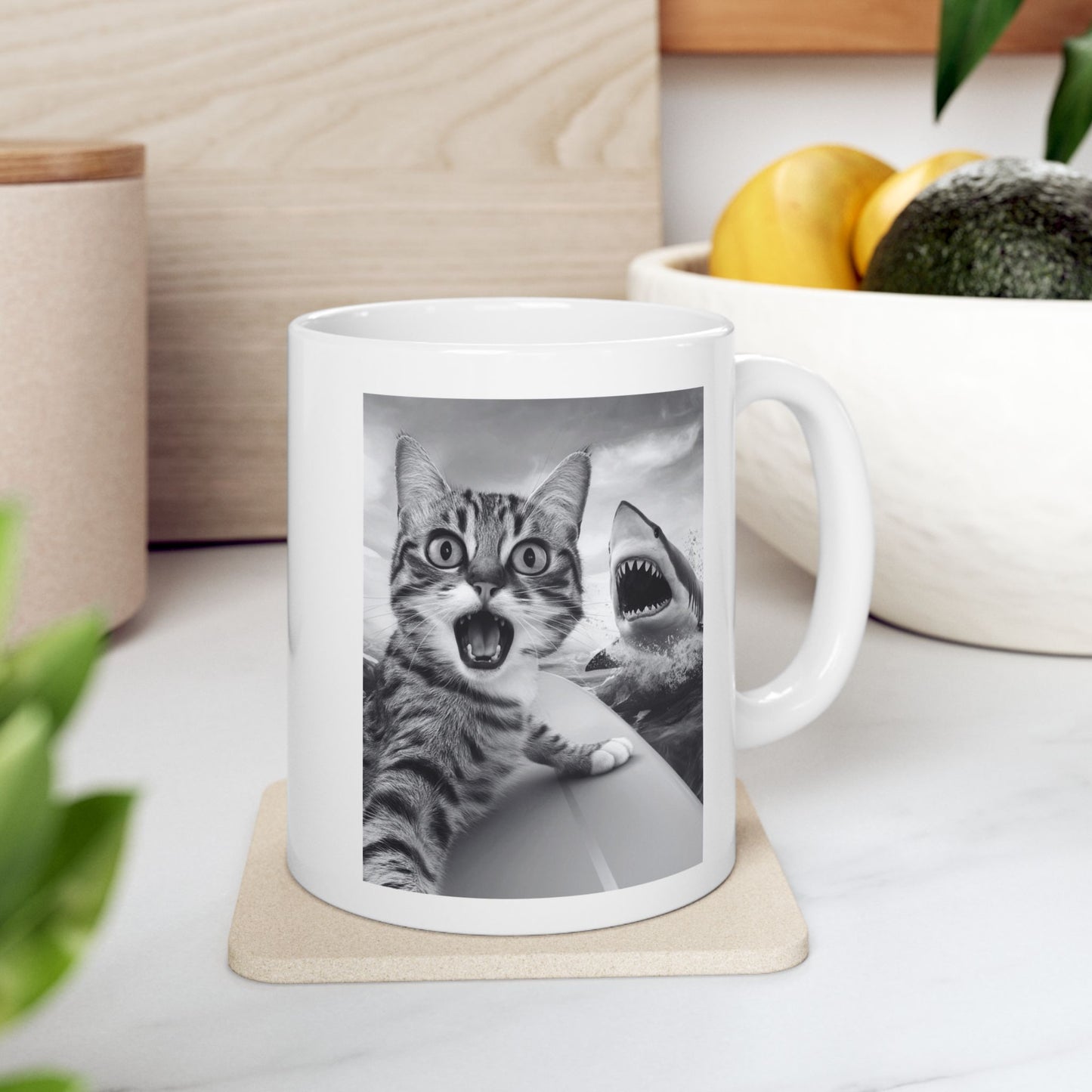 Cat Selfie with Shark Mug