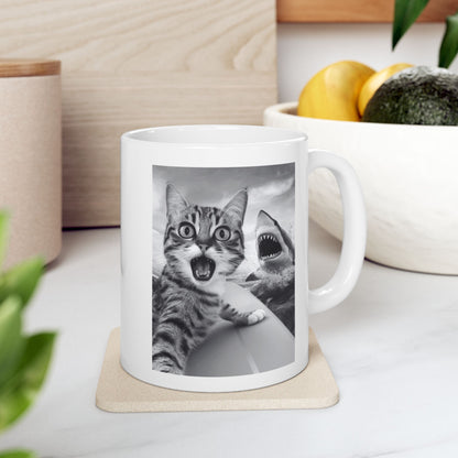 Cat Selfie with Shark Mug