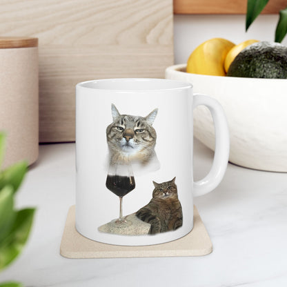 Cat Drinking Wine Mug