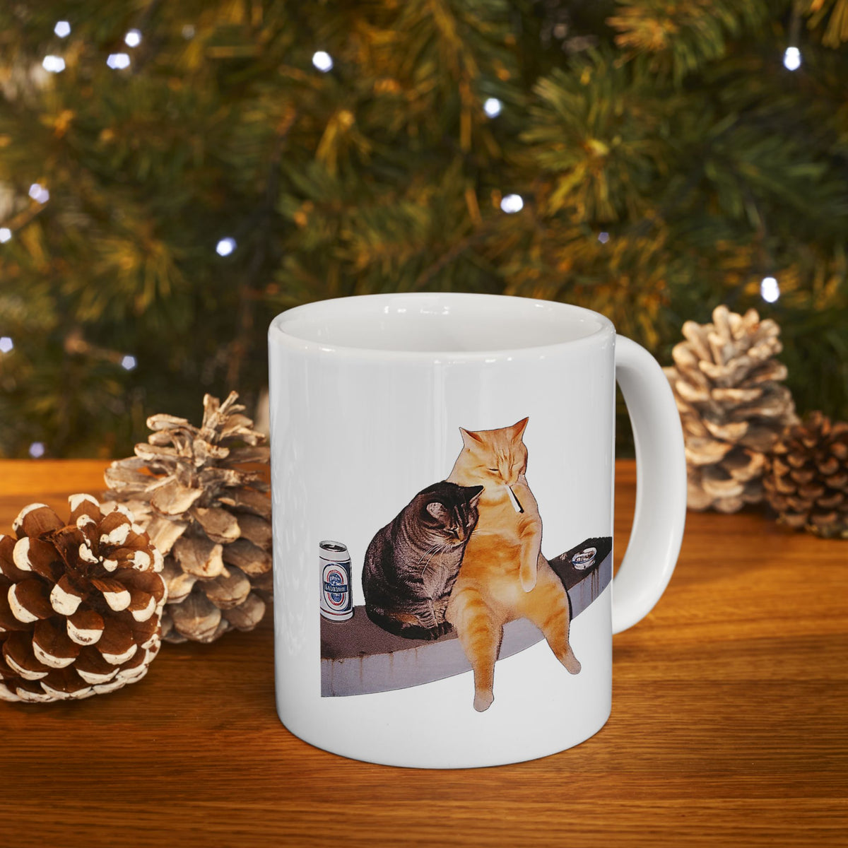 2 Cat Drinking and Smoking Mug