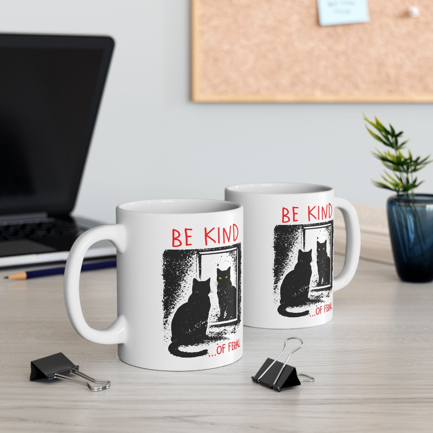 Be Kind of Feral Black Cat Mug