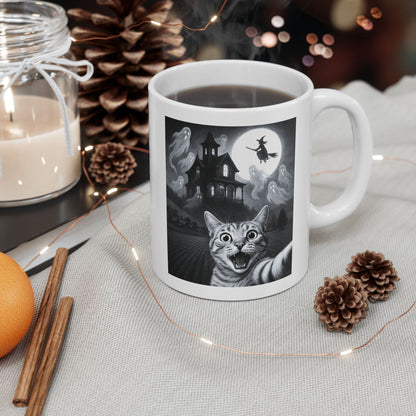 Cat Selfie With Scary House Mug