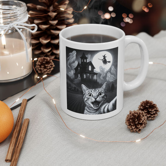 Cat Selfie With Scary House Mug