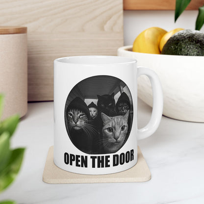 Cat Gang Open The Door Mug