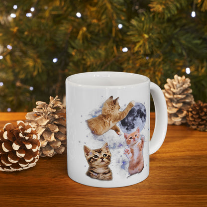 Three Cats Howling Moon Mug