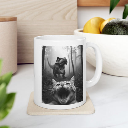 Cat Selfie With T-rex Mug