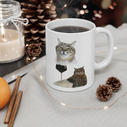Cat Drinking Wine Mug