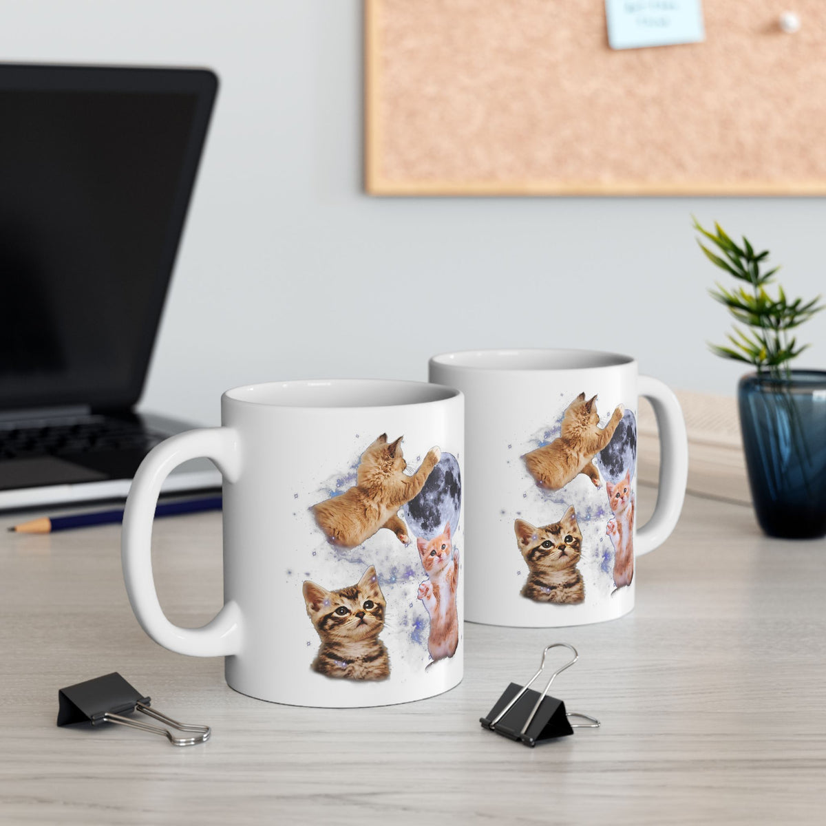 Three Cats Howling Moon Mug
