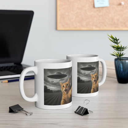 Cat Selfie With Alien UFO Mug
