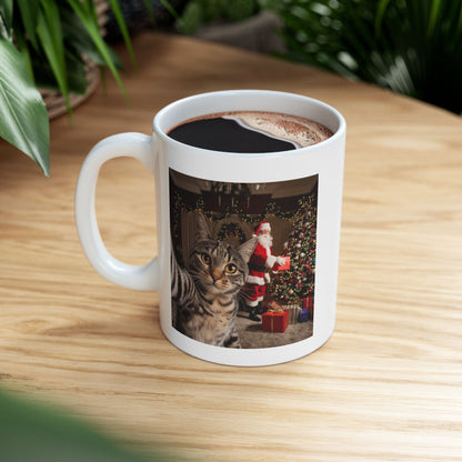 Christmas Cat Selfie with Santa Claus Mug
