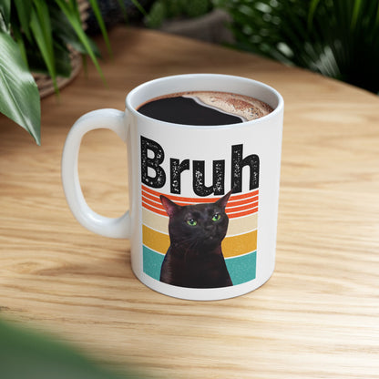 Bruh Cat Meme Vintage Mug