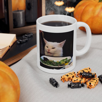 Dinner Table Cat Meme Mug